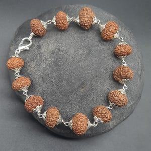 10 Mukhi Ten Face Java Rudraksha Bracelet with German Silver | Spiritual Healing Jewelry 10-12 mm Beads