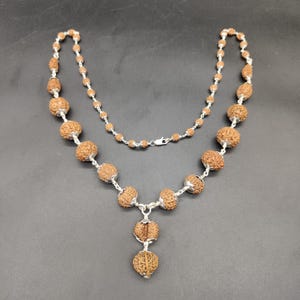 Java-rudraksha-mala | Ganesha & Gauri Shankar-kralen, puur zilver