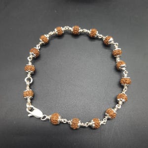 5 Mukhi Five Face Rudraksha Bracelet With Pure Silver | Panchmukhi silver Rudraksha Bracelet with Certificate 6-7 mm
