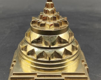 Handcrafted Akand Solid Shree Meru Shree Yantra - Sacred Geometric Spiritual Tool for Wealth and Prosperity