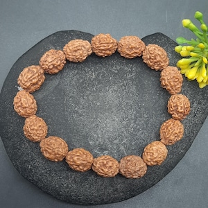 4 Mukhi Rudraksha Armband Java | Natürliches Heilperlen-Armband | Meditations Handgelenk Mala für Erinnerung, Fokus, spirituelles Wachstum