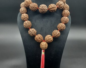 Rudraksha Kantha Mala - Collector 32+1 Rudraksha Beads - Hand knotted Mala Kantha - Premium Rudraksha Mala 28-30mm