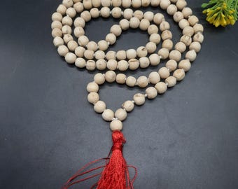 Tulsi Mala 108 Holy Basil Wood Beads Japa Necklace for Krishna Meditation Hindu Prayer