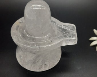 Natural Sphatik Shivling - Clear Quartz Crystal Shiva Lingam for Spiritual Healing and Meditation 274g or 245g