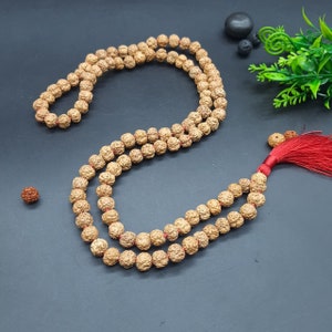Natural Nirakar Faceless Rudraksha Mala Zero Face Lord Shivas Rosary Japa Mala 8-9 mm 108+1 bead with Tassel