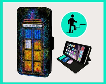TARDIS TRAVEL ART - Flip phone case iPhone/Samsung Vegan Faux Leather