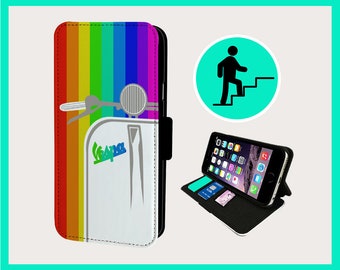 RAINBOW VESPA RETRO  - Flip phone case iPhone/Samsung Vegan Faux Leather