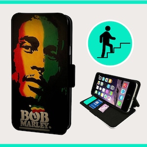 BOB RASTA REGGAE: telefoonhoesje iPhone/Samsung veganistisch kunstleer