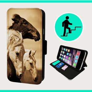 PODEROSOS CABALLOS AL GALOPE - Funda plegable para iPhone/Samsung de piel sintética vegana