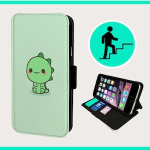 CUTEST BABY DINOSAUR - Étui à rabat pour iPhone/Samsung imitation cuir végétalien