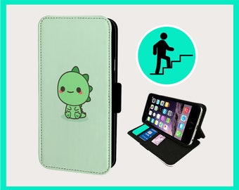CUTEST BABY DINOSAUR  - Flip phone case iPhone/Samsung Vegan Faux Leather