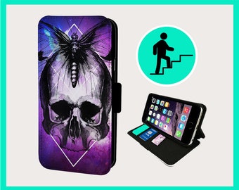 SKULL MOTH AFTERLIFE - Flip phone case iPhone/Samsung Vegan Faux Leather