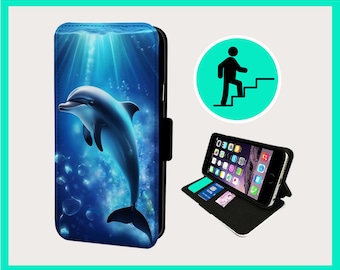 DOLPHIN PURE LIFE - Flip phone case iPhone/Samsung Vegan Faux Leather