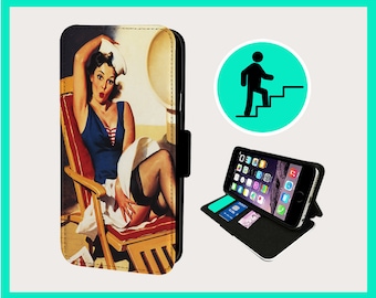 PIN UP SUPER Sophisticated - Flip phone case iPhone/Samsung Vegan Faux Leather