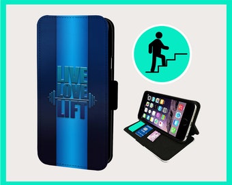 GYM GOALS LIFTING - Flip phone case iPhone/Samsung Vegan Faux Leather