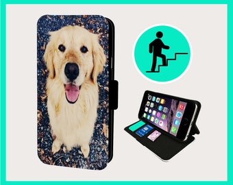 GOLDEN RETRIEVER ENERGETIC - Flip phone case iPhone/Samsung Vegan Faux Leather