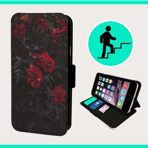 GOTHIC DARK FLOWERS - Flip-telefoonhoesje iPhone/Samsung veganistisch kunstleer