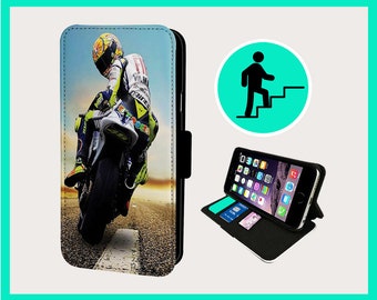 ROSSI SPEED DEMON - Custodia flip per telefono iPhone/Samsung Vegan Ecopelle