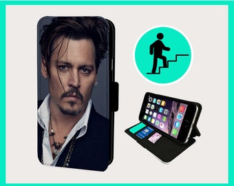 HUNKY JOHNNY DEPP – Flip-Handyhülle iPhone/Samsung aus veganem Kunstleder