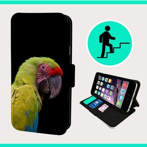 PARROT CLEVER FUNNY - Flip-telefoonhoesje iPhone/Samsung veganistisch kunstleer