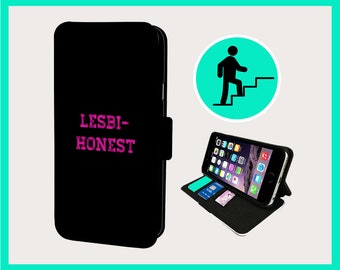 LESBI-HONEST GAY - Flip phone case iPhone/Samsung Vegan Faux Leather