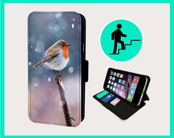 BEAUTIFUL ROBIN SINGING - Flip phone case iPhone/Samsung Vegan Faux Leather