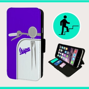RETRO PURPLE VESPA - Custodia a libro per iPhone/Samsung in similpelle vegana