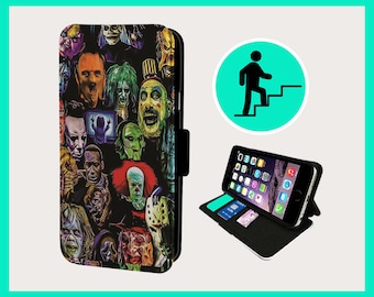 HORROR MONTAGE KILLERS - Flip phone case iPhone/Samsung Vegan Faux Leather