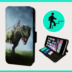 SCARY DINOSAUR REPTILE - Flip phone case iPhone/Samsung Vegan Faux Leather
