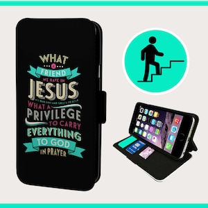 JESUS FAITH RELIGION: telefoonhoesje voor iPhone/Samsung veganistisch kunstleer