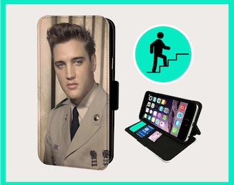 ELVIS NATIONAL SERVICE - Flip telefoonhoesje iPhone/Samsung Veganistisch kunstleer