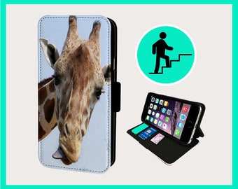 INCREDIBLE GIRAFFE CHOMPING - Flip phone case iPhone/Samsung Vegan Faux Leather