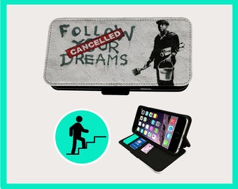 BANKSY CANCELLED DREAMS - Flip phone case iPhone/Samsung Vegan Faux Leather