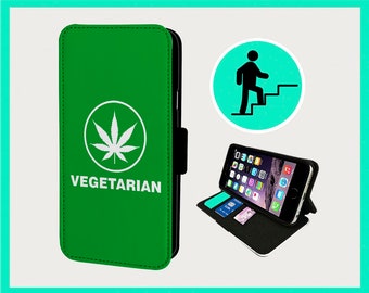 VEGETARIAN WEED GANJA - Flip Handyhülle iPhone/Samsung Vegan Kunstleder