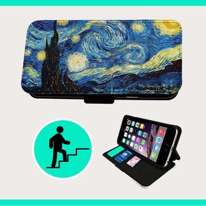 STARRY NIGHT ICONIC Art - Flip-telefoonhoesje iPhone/Samsung veganistisch kunstleer