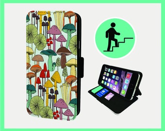 MUSHROOM FORAGING FOREST  - Flip phone case iPhone/Samsung Vegan Faux Leather