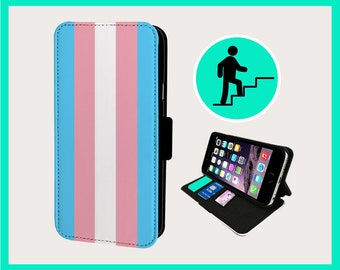 TRANSPRIDE FLAG FREEDOM  - Flip phone case iPhone/Samsung Vegan Faux Leather