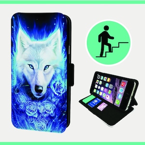 ENCHANTING WHITE WOLF - Flip-telefoonhoesje iPhone/Samsung veganistisch kunstleer