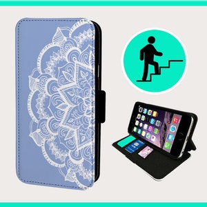 MANDALA FRESH BLUE - Flip-Handyhülle iPhone/Samsung Vegan Kunstleder