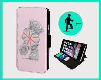 SWEET TEDDY LOVE - Custodia flip per iPhone/Samsung in ecopelle vegana