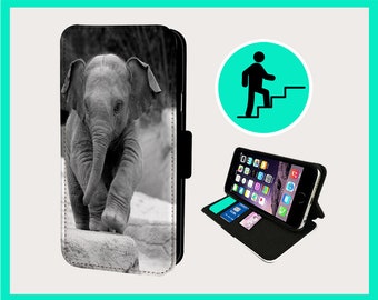 CUTEST Baby ELEPHANT EVER - Étui à rabat pour iPhone/Samsung imitation cuir végétalien