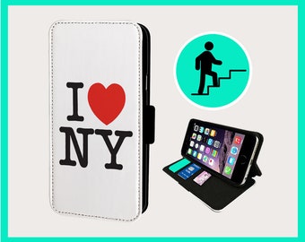 LOVE NEW YORK - Flip phone case iPhone/Samsung Vegan Faux Leather