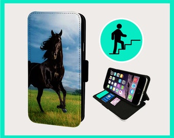 GALLOPING COUNTRYSIDE HORSE - Flip phone case iPhone/Samsung Vegan Faux Leather