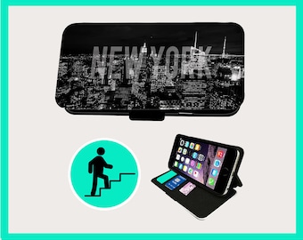 NEW YORK GOALS - Étui à rabat pour iPhone/Samsung imitation cuir végétalien