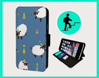 SHEEP PARTY FUNNY  - Flip phone case iPhone/Samsung Vegan Faux Leather