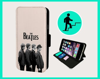 BEATLES ICONIC BAND - Funda plegable para iPhone/Samsung de piel sintética vegana