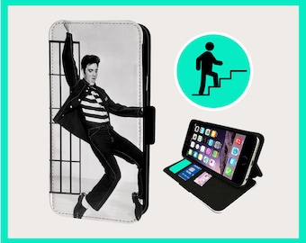 ELVIS JAILHOUSE ROCK - Flip Tasche iPhone/Samsung Vegan Kunstleder