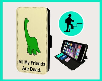 DINOSAUR FRIENDS JOKE - Flip phone case iPhone/Samsung Vegan Faux Leather