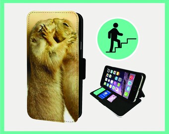 CUTE CREATURES KISSING - Flip phone case iPhone/Samsung Vegan Faux Leather