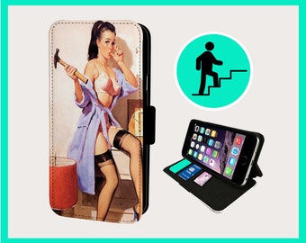 HANDYLADY PIN UP - Flip phone case iPhone/Samsung Vegan Faux Leather